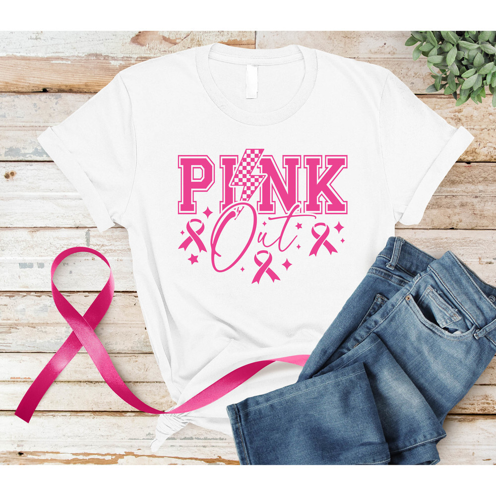 Football Pink Out Breast Cancer Awareness Pink Ribbon Game Day Shirt